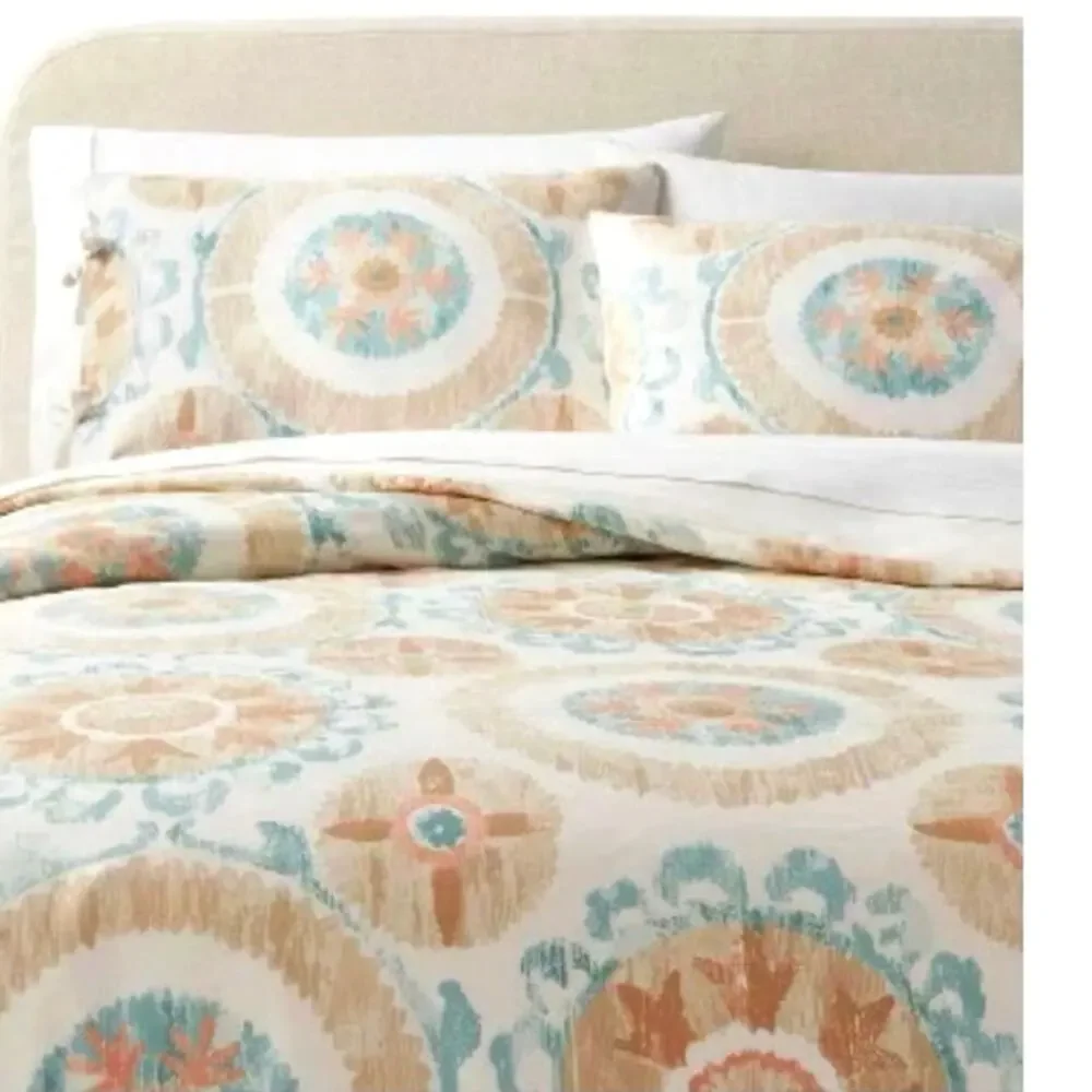 Threshold Printed Cotton Duvet Cover Set Full/Queen NWT 3 Pieces
